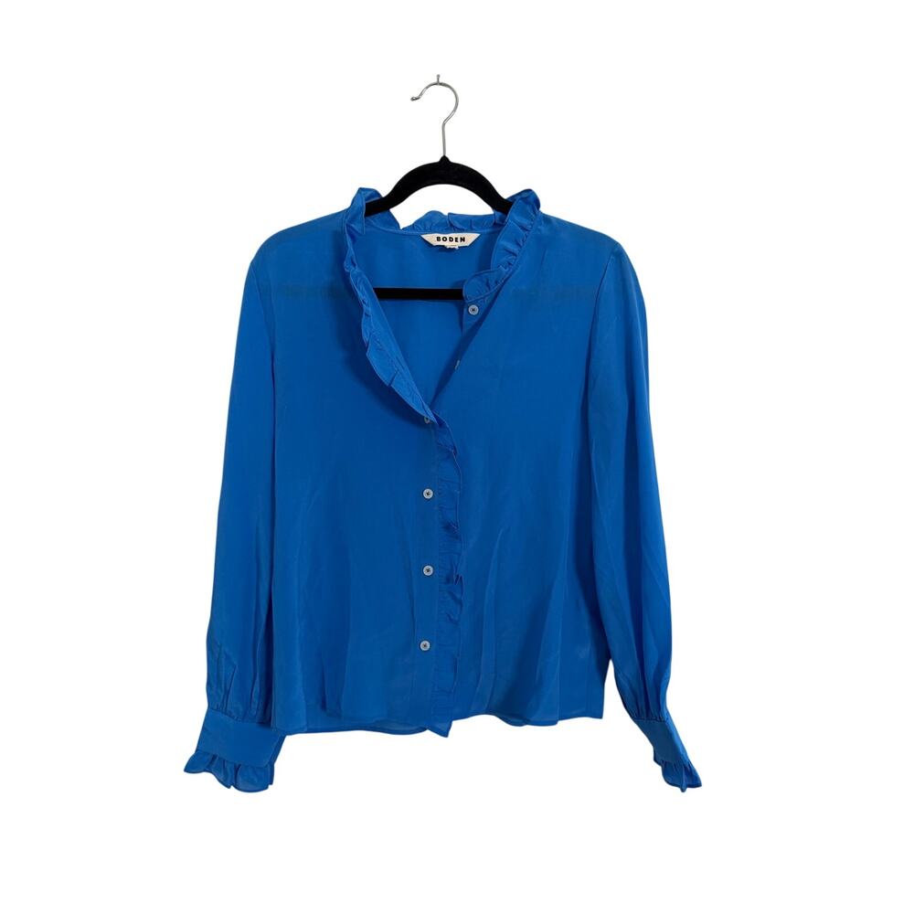 Boden Ruffle Neck Silk Blouse - Picture 3 of 6